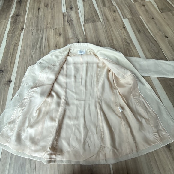 Juliana Collezione 0 Ivory Feather Twill Blazer Jacket Career Wear Wool Blend - Picture 7 of 9